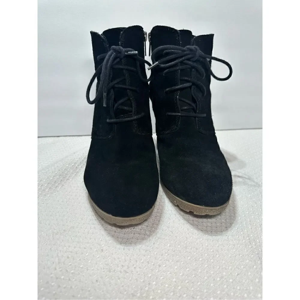 Mia black suede wedge heeled booties size 11